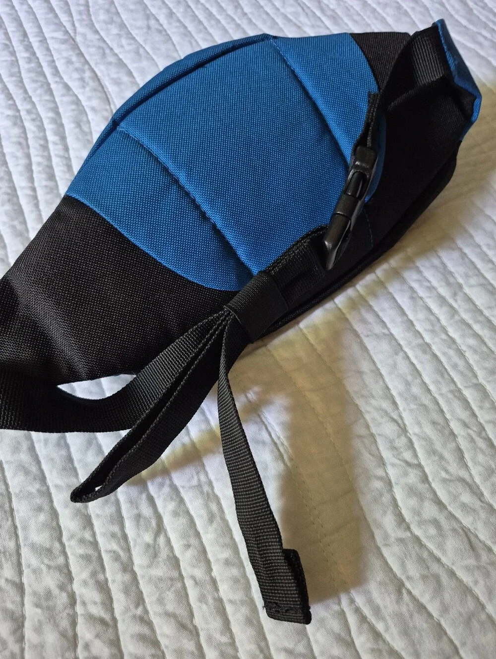Vintage adidas Blue and Black Waist Bag with Gray Trim